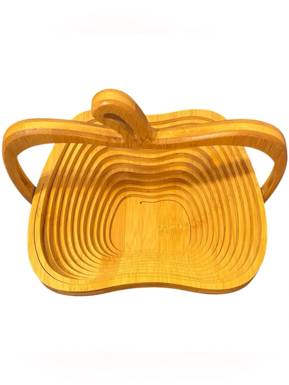 Wooden Apple-Shaped Fruit Basket - Natural Bamboo